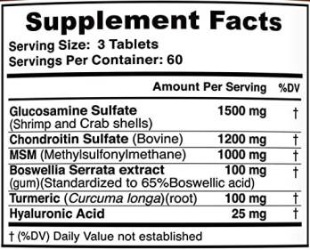 Arazo Nutrition Joint Support Supplement Facts