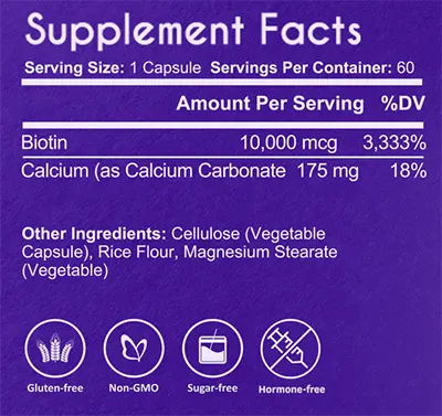 Nuzena Biotin Pure + supplement fact