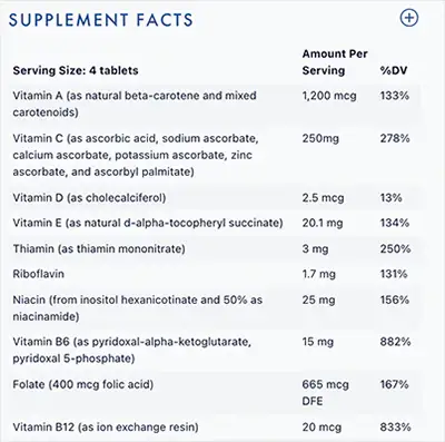 Focus Factor Supplement Facts