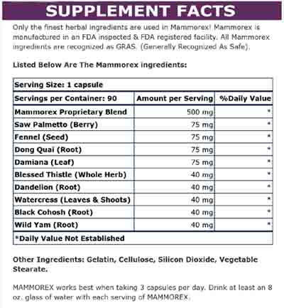 mammorex breast enhancement supplement facts