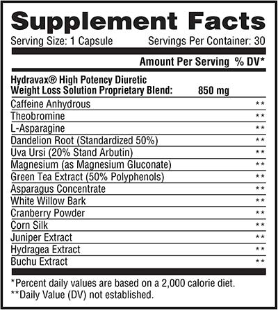 metabolic nutrition hydravax supplement facts