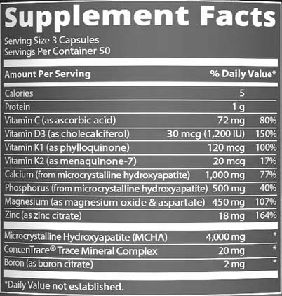 mrm nutrition bone maximizer supplement facts