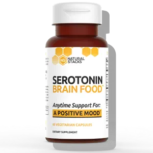 pilhas naturais de serotonina, alimento para o cérebro, wl-triptofano e rhodiola rosea