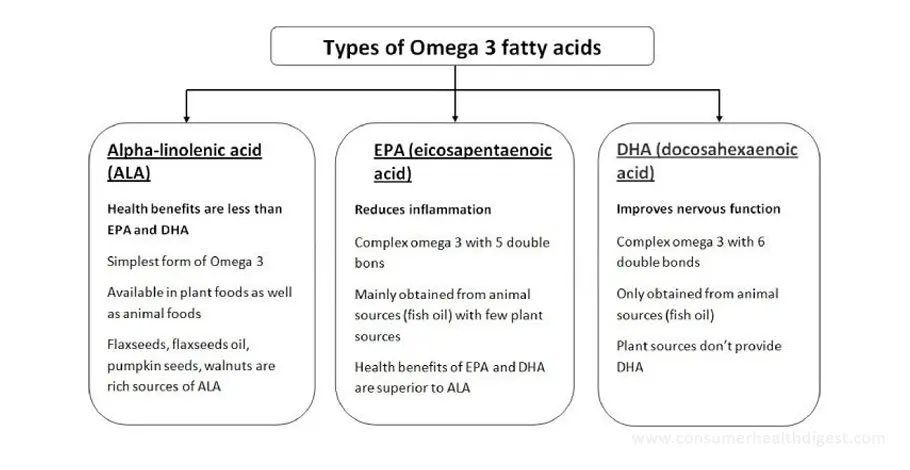 types of omega-3 fatty acids=