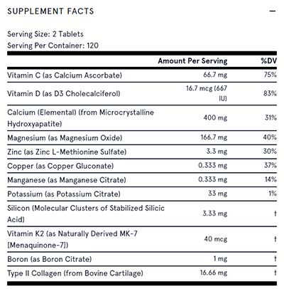 ultra boneup supplement facts